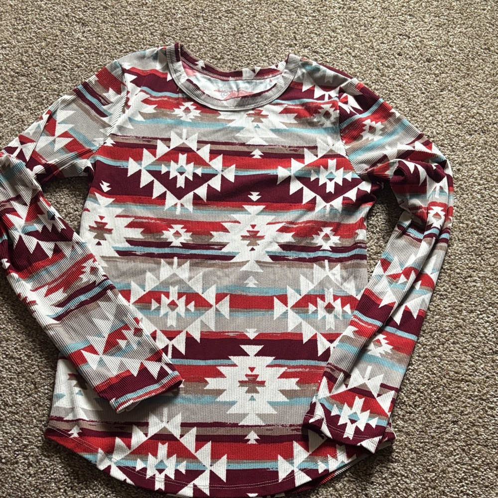 No Boundaries Striped Ribbed Top in Burgundy, Teal & Cream